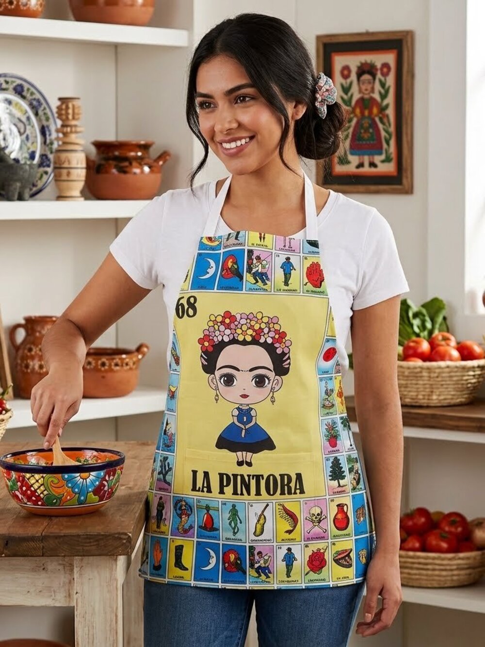 Frida Kahlo Mexican Loteria Cooking Apron - La Pintora OS
